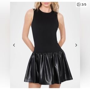 NEW Alice + Olivia Black Faux Leather Mini Skirt Dress